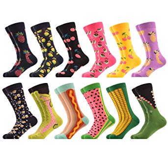 WeciBor Men's Dress Cool Colorful Novelty Funny Casual Combed Cotton Crew Socks Pack