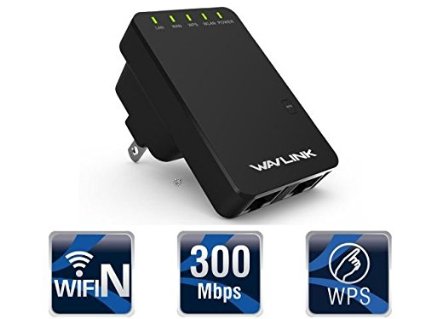 Wavlink Mini WiFi Range Extender Wifi Router- 2x 10100Mbps WANLAN Ports IEEE80211N 24GHz 300Mbps Wifi Signal Booster for Guest Network- Support Router Repeater AP Modes- Black