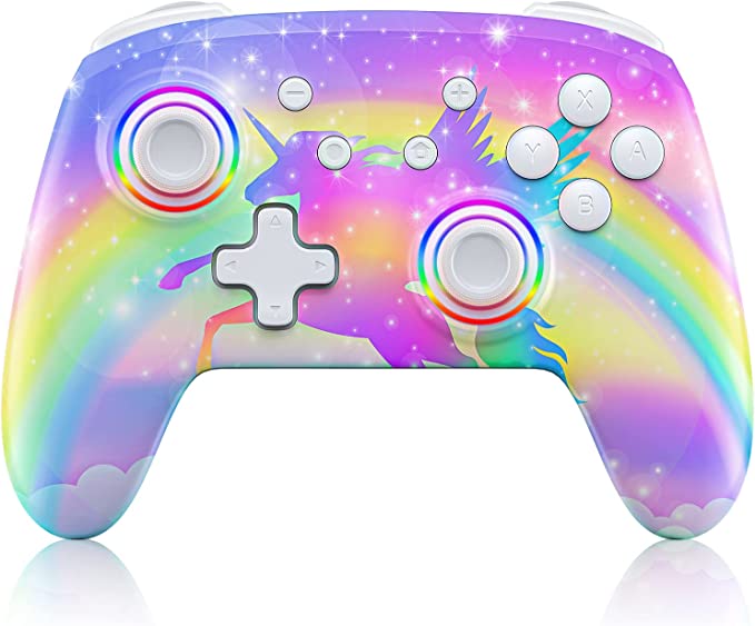 NexiGo Controller for Switch/Switch Lite/OLED, Bluetooth Wireless Controllers for Nintendo Switch with Vibration, Motion, Turbo and LED Light, Gift for Gamer Girls Boys (Violet Unicorn)