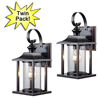Hardware House 230582 13-1/4-by-6-Inch Aluminum Outdoor Light Fixtures, Oil Rubbed Bronze - Twin Pack