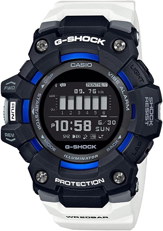 Casio G-Shock GBD100-1A7 G-Squad Power Trainer Series Mens Digital Black/White/Blue Watch