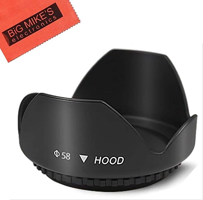 58mm Digital Tulip Flower Lens Hood For Canon Digital EOS Rebel SL1, T1i, T2i, T3, T3i, T4i, T5, T5i EOS60D, EOS70D, 50D, 40D, 30D, EOS 5D, EOS5D Mark III, EOS6D, EOS7D, EOS7D Mark II, EOS-M Digital SLR Cameras Which Has Any Of These Canon Lenses 18-55mm IS II, 18-250mm, 55-200mm, 55-250mm, 70-300mm f/4.5-5.6, 75-300mm, 100-300mm, EF 24mm f/2.8, 28mm f/1.8, 28mm f/2.8, 50mm f/1.4, 85mm f/1.8, EF 100mm f/2 , EF 100mm f/2.8, MP-E 65mm f/2.8, TS-E 90mm f/2.8