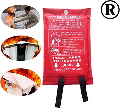 Inf-way Fire Blanket, Fiberglass Fire Flame Retardent Emergency Surival Fire Shelter Safety Cover