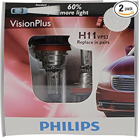 Philips H11 VisionPlus Replacement Bulb, (Pack of 2)