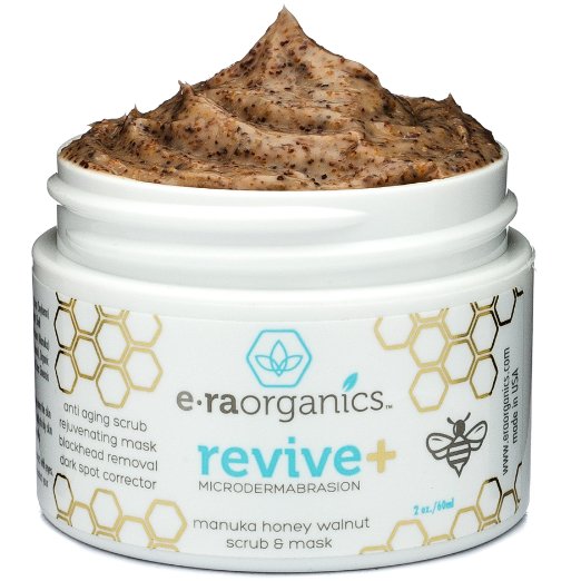 Microdermabrasion Face Scrub & Facial Mask in One 4oz. Natural Facial Exfoliator with Manuka Honey & Walnut for Dull or Dry Skin, Wrinkles, Blemishes, Acne Scars & More. Exfoliate, Moisturize & Renew