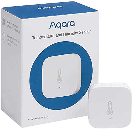Aqara Temperature and Humidity Sensor, Requires AQARA HUB, Zigbee Connection, for Remote Monitoring and Smart Home Automation, Wireless Thermometer Hygrometer, Compatible with Apple HomeKit, Alexa