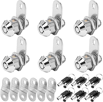 Cam Lock RV Storage Locks Keyed Alike, 5/8" Fits on 3/8" Max Door Thickness, RV Compartment Locks for Camper Trailer Locks with Keys(5/8Inch 6Pack) Silver