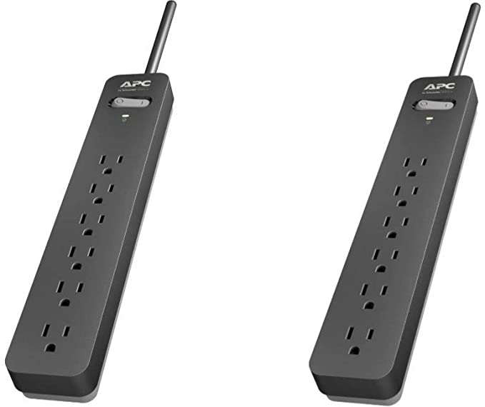 APC 6-Outlet Surge Protector Power Strip with Power Cord, SurgeArrest Essential (15' Cord 2-Pack)