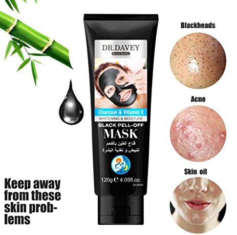 Peel Off Face Mask, Anshinto Bamboo Charcoal Remover Mask Deeply Cleansing Peel Off Mask for Face Nose Acne (A)