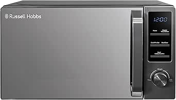 Russell Hobbs 20 Litre 800W Dark Steel Digital Microwave with 8 Auto Cook Menus & Deforst Function, 5 Power Levels, Integrated Timer, Mirror Door & Easy Clean RHM2028DS