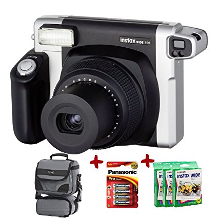 Bundle Fujfilm Instax 300 Wide Instant Camera  100-Shot Fuji Wide Film   Smart Carry Case   Panasonic Gold Batteries