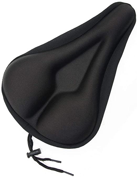 AutoWT Gel Bike Seat Cover, Comfortable Silica Foam Padded Bicycle Saddle Cushion Spin Exercise Bikes, Road Mountain Bikes, Outdoor Cycling Water & Dust Resistant Cover
