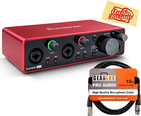 Focusrite Scarlett 2i2 3rd Gen 2-in, 2-out USB Audio Interface Bundle with XLR Cable and Austin Bazaar Polishing Cloth