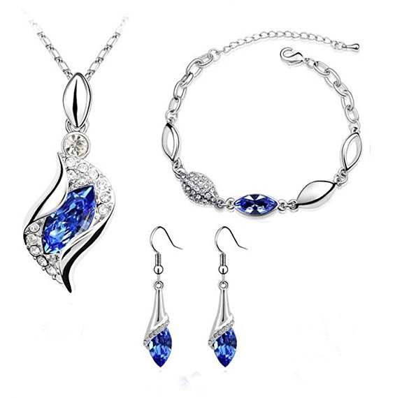 Platinum-plated Fashion Jewelry Set with Imported Crystal Element (CF-1083-S02)