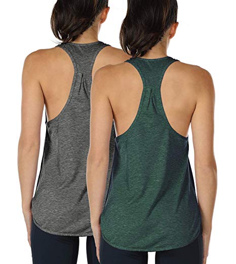 icyzone Workout Tank Tops for Women - Athletic Yoga Tops, Racerback Running Tank Top