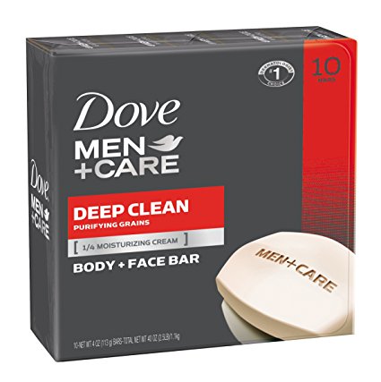 Dove Men Care Body and Face Bar, Deep Clean, 4 Ounce, 20 Bar