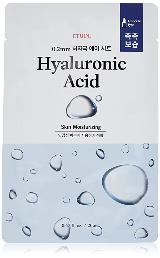 ETUDE 0.2 Therapy Air Mask 10 Sheets (Hyaluronic Acid) (21AD) | Hypo-Allergenic Mask Sheet with Deep Hydration and Moistening Effect