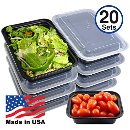 Pactiv [20 Sets] Meal Prep Containers with Lids, Food Storage, Take Out, Lunch Box, Portion Control, Microwave/Dishwasher/Freezer Safe, BPA Free, Made in USA (28 OZ - Medium)