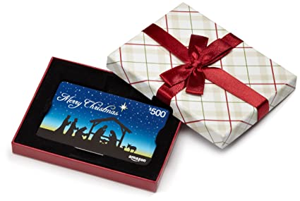 Amazon.com Gift Card in a Black Gift Box (Nativity Scene Gift Card)