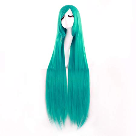 MapofBeauty 40" 100cm Anime Costume Long Straight Cosplay Wig Party Wig (Dark Turquoise)