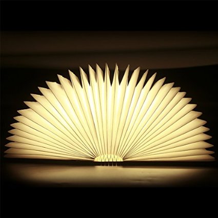 Excelvan Wooden Folding LED Nightlight Booklight - 2500mAh Lithium Batteries Up To 8 Hours Usage MagneticUSB Rechargeable Warm White Light