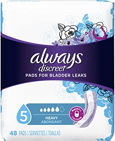 Always Discreet Incontinence Pads, Heavy Absorbency, Regular Length, 48 Count
