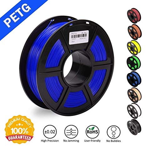 SUNLU PETG 3D filament 1.75mm 1KG(2.2lb), PETG 3D Printer Filament, Dimensional Accuracy  /- 0.02 mm, 1 kg Spool, 1.75 mm, Blue PETG