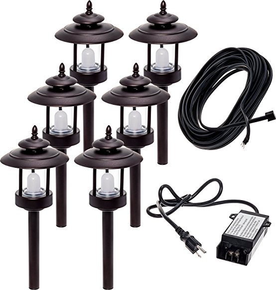 6 Pack Westinghouse 100 Lumen Low Voltage LED Pathway Light Landscape Kit (Bronze)