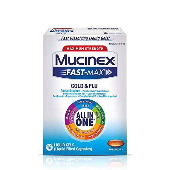 Mucinex Fast Max Liquid Gels Cold & Flu, 16 Count