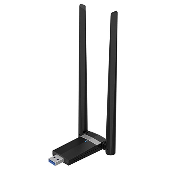 Kyerivs 1200Mbps Wireless USB Wifi Adapter. Long Range 5dBi High-gain Antenna Dual Band WIFI (5GHz 867Mbps/2.4GHz 300Mbps) Supports Windows XP/7/8/10/Mac/Linux
