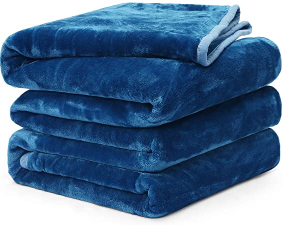 Fleece Blanket Queen King Twin Throw Size Soft Summer Cooling Breathable Luxury Plush Travel Camping Blankets Lightweight for Sofa Couch Bed (Peacock Blue, Twin (66" x 90"))