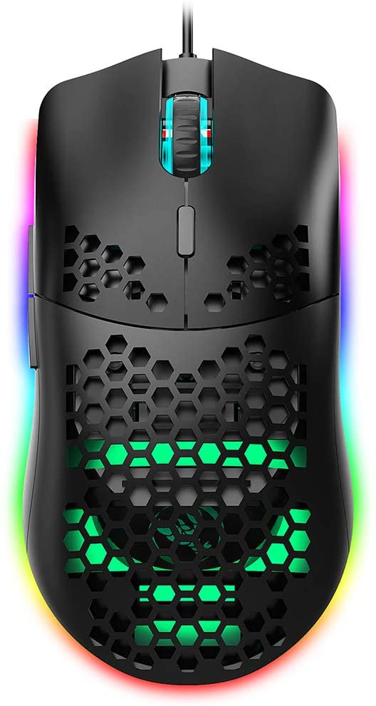 Docooler HXSJ J900 USB Wired Gaming Mouse RGB Gaming Mouse with Six Adjustable DPI Ergonomic Design for Desktop Laptop