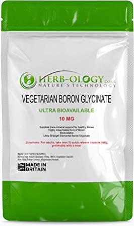 Boron Glycinate - 10 mg | 90 Vegan Capsules | for Bone, Reproductive and Cognitive Health | Albion Chelated Form | Manufactured in The UK in ISO Licensed Facilities | 3-Month Supply