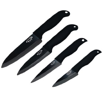 Startostar Ceramic Knife Set-Professional 4 Pieces 6"Chef,5"Slicing,4"Fruit Slicer,3"Paring Vegetable Bread Knives with Sheath Black Handle -Luxurious Box