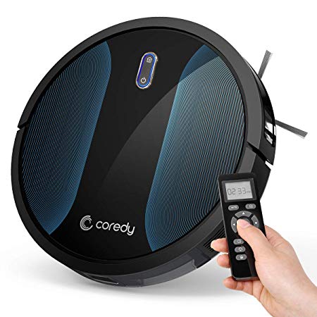 Coredy Robot Vacuum Cleaner, All-New Upgraded, Boundary Strip Supported, 360° Smart Sensor Protection, 1400pa Max Suction, Super Quiet, Self-Charge Robotic Vacuum, Cleans Pet Fur, Hard Floor to Carpet