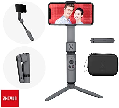 ZHIYUN Smooth X Gimbal Stabilizer for Smartphone, Extendable Selfie Stick Tripod, Foldable Handheld iPhone Gimbal, YouTube Vlog Video, Face Tracking, Bluetooth, Gesture & Zoom [w/Tripod & Case] Gray