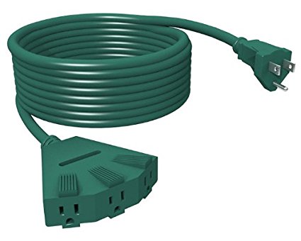 Stanley 31545 Grounded 3-Outlet Outdoor Power Extension Cord 3, 25-Feet, Green