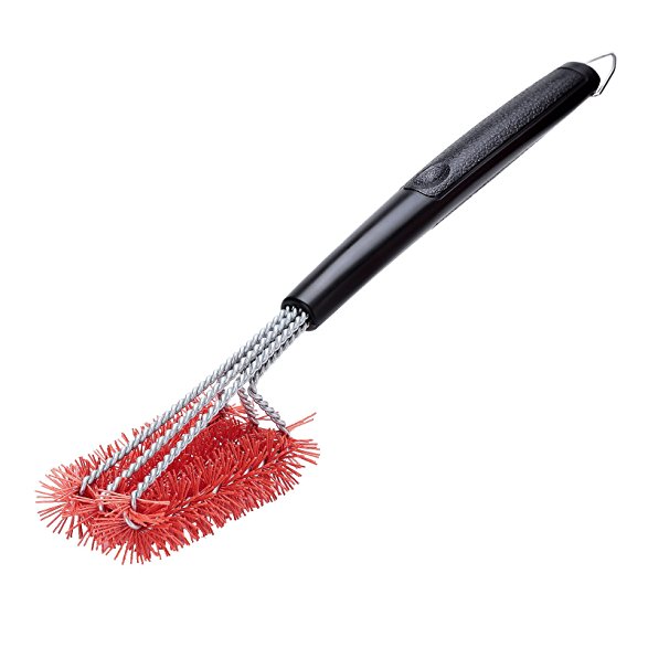 Unicook 17.75"L 3 in 1 Safe Nylon Grill Brush, Best Alternative to Wire Brush, 360° Heavy Duty BBQ Cleaning Brush, Perfect For Cleaning Porcelain Grill Grates, Use on Cool Surfaces Only