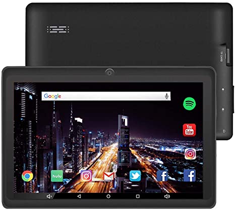 7 inch Tablet Google Android 8.1 Quad Core 1024x600 Dual Camera Wi-Fi Bluetooth 1GB/8GB Play Store Netflix Skype 3D Game Supported GMS Certified (Black)