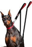 Dog Leash 2 Handles Extra Long 8ft Lead - BLACK or RED - Heavy Duty - Double Handle Greater Control Safety Training - Perfect for Large Dog or Medium Dog - Dual Padded Handles - Protect Dog in Traffic