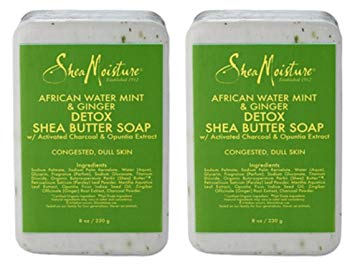 Shea Moisture African Water Mint & Ginger Detox Butter Soap Bar for Unisex, 8 Ounce (2 Pack)