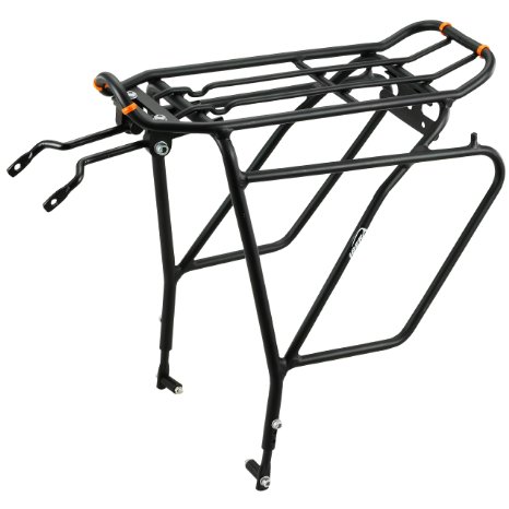 Ibera PakRak Bicycle Touring Carrier Plus IB-RA5 with disk brake mounts Frame-mounted for heavier top and side loads bag not included