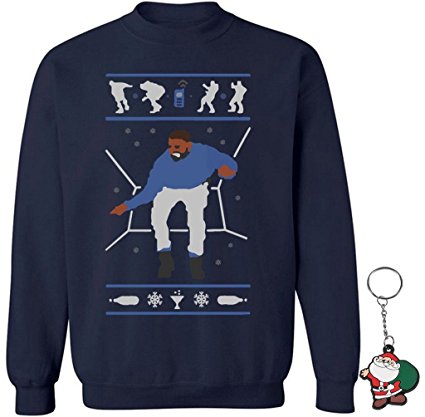 Raxo Drake 1800 Hotline Bling Crewneck Navy Ugly Christmas Sweatshirt   KeyChain