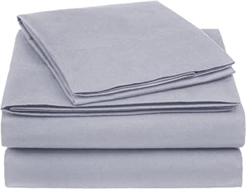 AmazonBasics Essential Cotton Blend Bed Sheet Set, Twin, Dark Grey