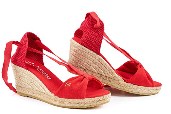 VISCATA Tossa 2.5" Wedge, Soft Ankle-Tie, Open Toe, Classic Espadrilles Made in Spain