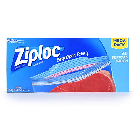 Ziploc Freezer Bags, Gallon, 60 ct