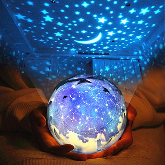 SudaTek Soothing Star Projector Led Night Light 360 Degree Rotating with Color Changing Baby Night Light Lamps For Kid's Bedroom Christmas Birthday Party Gift