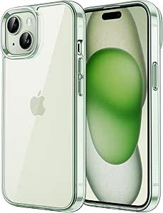 JETech Case for iPhone 15 Plus 6.7-Inch, Non-Yellowing Shockproof Phone Bumper Cover, Anti-Scratch Clear Back (Green)