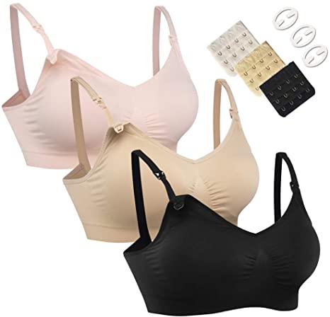 HOFISH Full Bust Seamless Nursing Maternity Bras Bralette S-XXL with Extra Bra Extenders & Clips