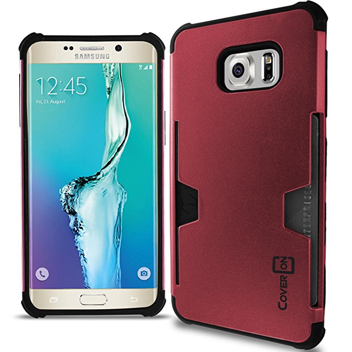 Galaxy S6 Edge  Plus Case, CoverON [Smart Armor Series] Slim Phone Cover Corner Bumper   Grip   Card Slot Case For Samsung Galaxy S6 Edge  Plus - Pink & Black